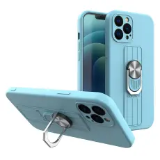 OEM - iPhone 12 mini Skal med Ringh&aring;llare - Ljusbl&aring;