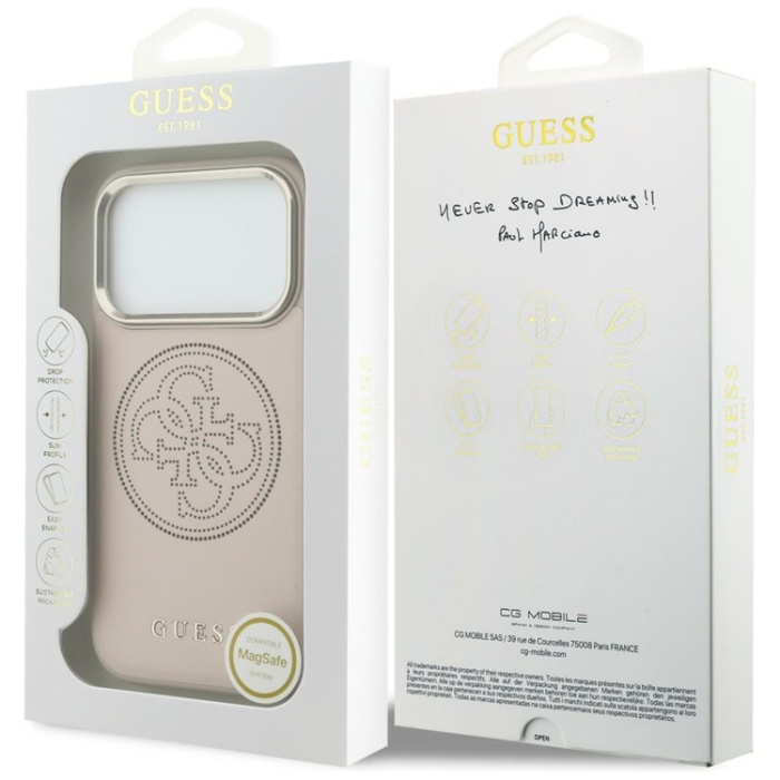 Guess - Guess Mobilskal För iPhone 17 Pro Max MagSafe Perforated 4G - Rosa
