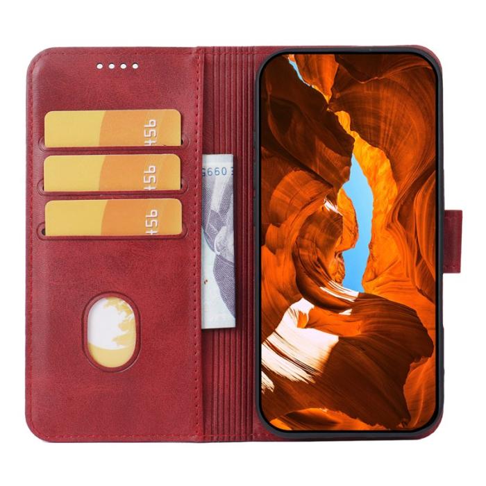 OEM - Samsung Galaxy S26 Fodral Ställ Magnetisk Stängning Äkta Läder - Röd