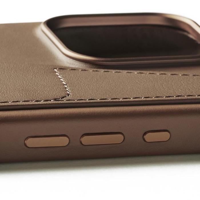 Mujjo - Mujjo iPhone 16 Pro Max Mobilskal MagSafe Korthållare - Tan