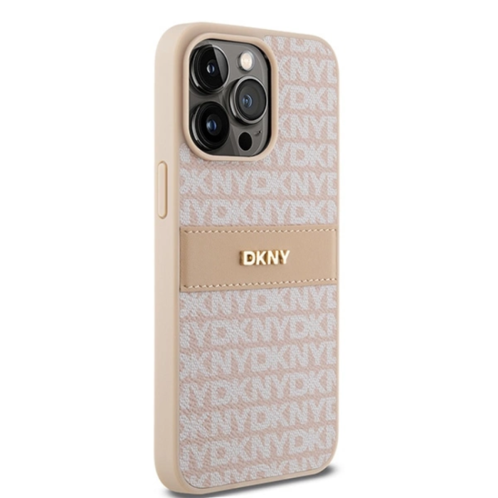 DKNY - DKNY iPhone 14 Pro Max Mobilskal Läder Mono Stripe & Metal Logo