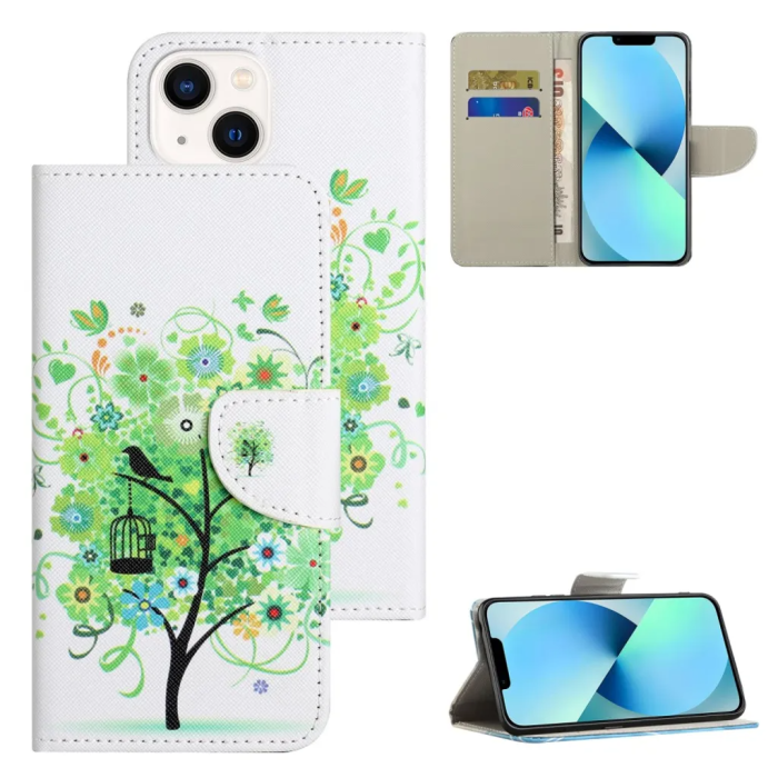 Taltech - iPhone 15 Plus Plånboksfodral - Grönt Träd