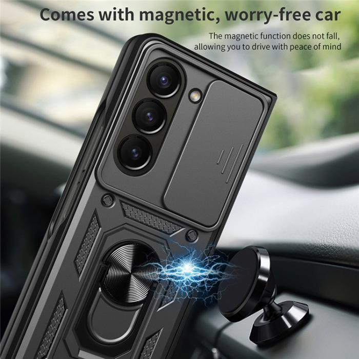 A-One Brand - Galaxy Z Fold 7 Mobilskal Kickstand Glida Kamera - Svart/Blå