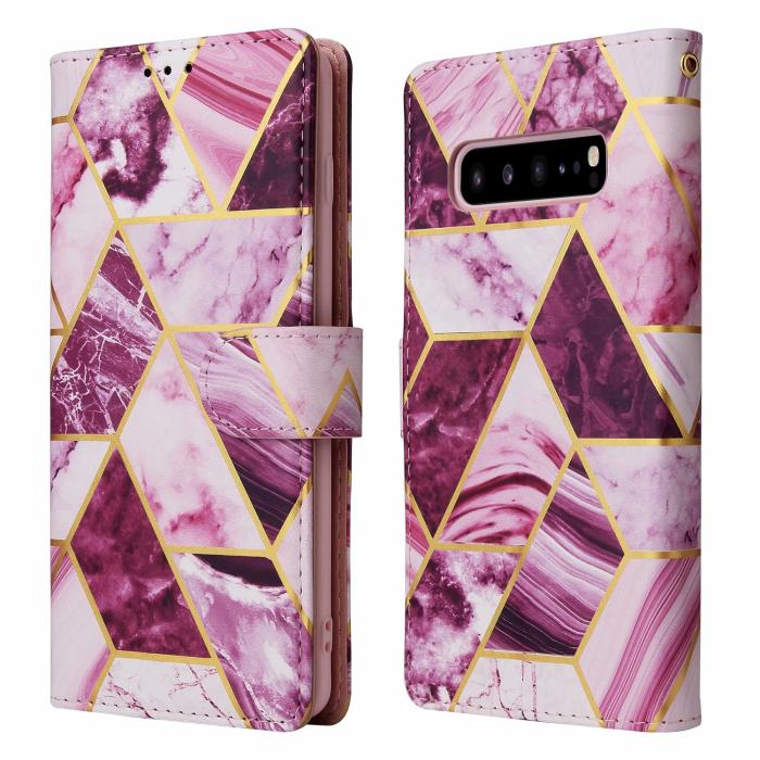 A-One Brand - Marble Grid Plånboksfodral till Galaxy S10 Plus - Magenta