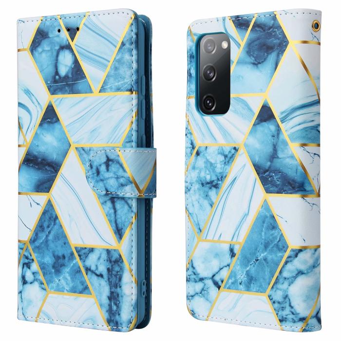 A-One Brand - Marble Grid Plånboksfodral till Galaxy S20 FE - Blå