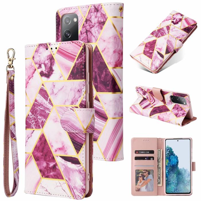 A-One Brand - Marble Grid Plånboksfodral till Galaxy S20 FE - Magenta