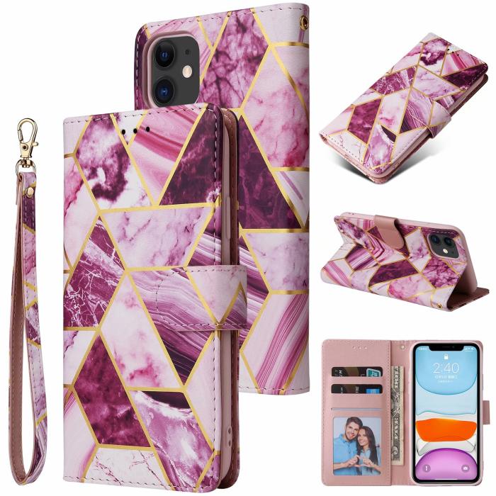 A-One Brand - Marble Grid Plånboksfodral till iPhone 11 Pro - Magenta