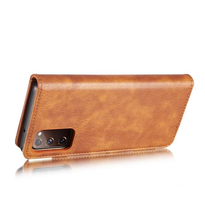 DG.MING - DG.MING Detachable Äkta Läder Plånboksfodral Samsung Galaxy S20 FE - Brun