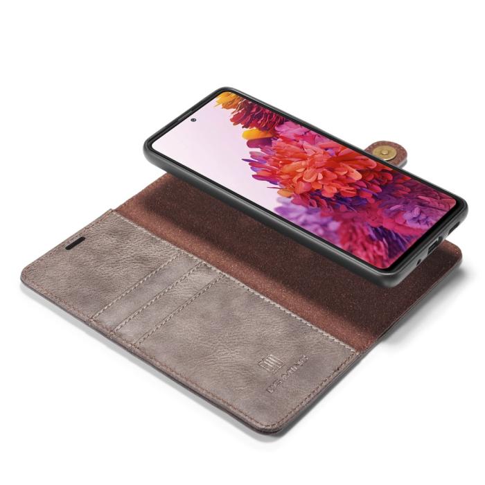 UTGATT5 - DG.MING Detachable Äkta Läder Plånboksfodral Samsung Galaxy S20 FE - Grå