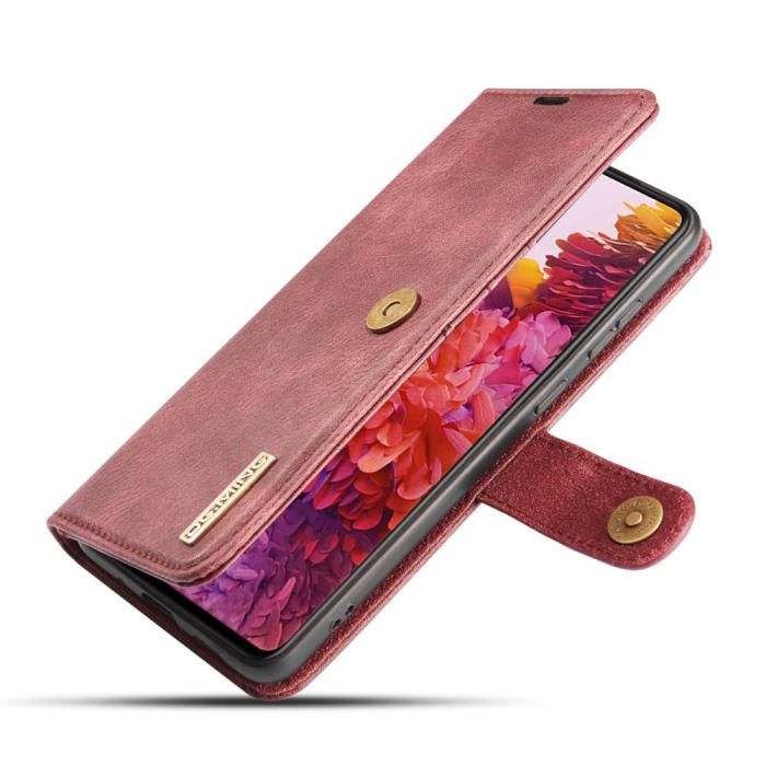 DG.MING - DG.MING Detachable Äkta Läder Plånboksfodral Samsung Galaxy S20 FE - Röd