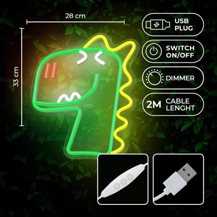 Forever Light - Forever Light LED Neon PLEXI JURASSIC DINO FLNJ02 - Grön