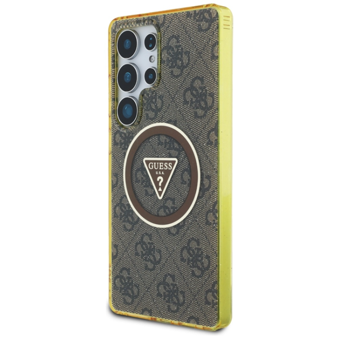 Guess - Guess Mobilskal till Galaxy S25 Ultra MagSafe 4G Glitter Triangle Buttons - Brun