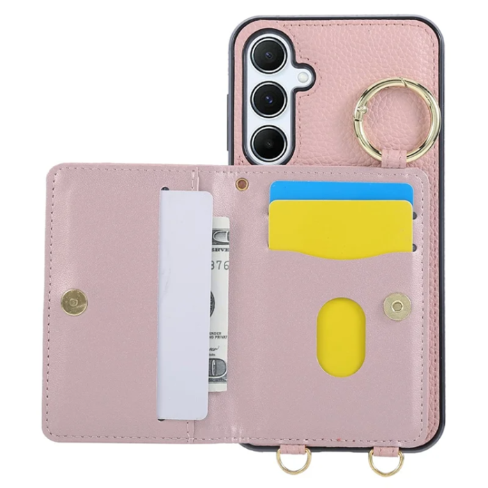 A-One Brand - Galaxy A17 5G/4G Mobilskal Korthållare Kickstand Rhombus - Rosa