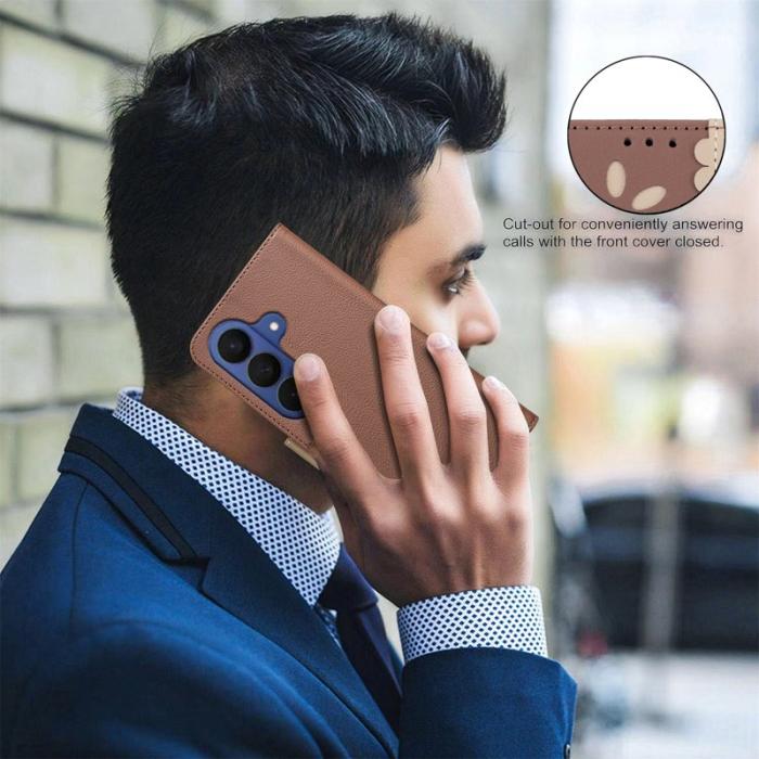 BINFEN COLOR - BINFEN Samsung Galaxy A37 Plånboksfodral Konstläder RFID Skydd - Brun