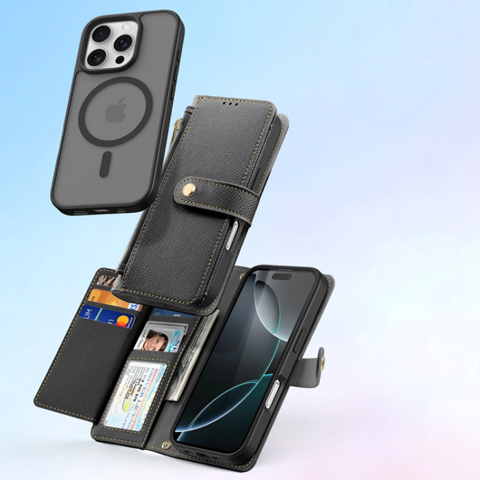Dux Ducis - Dux Ducis iPhone 16 Pro Plånboksfodral Lawa Läder - Svart
