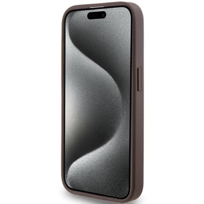 Guess - Guess iPhone 15 Pro Mobilskal Metall Gold Logo - Brun