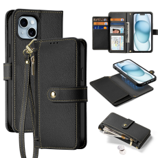 Dux Ducis - Dux Ducis iPhone 15 Plånboksfodral Lawa Läder - Svart