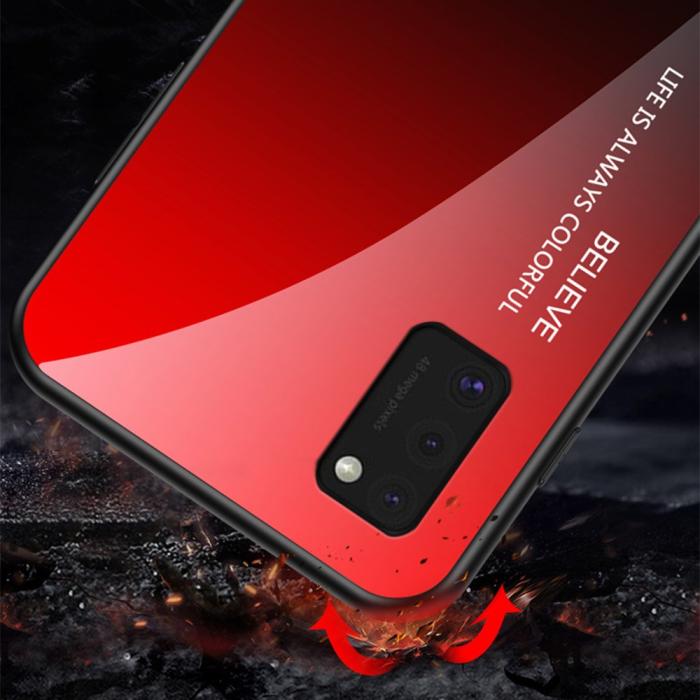 UTGATT1 - Gradient Härdat Glas Skal Galaxy A41 - Svart / Röd