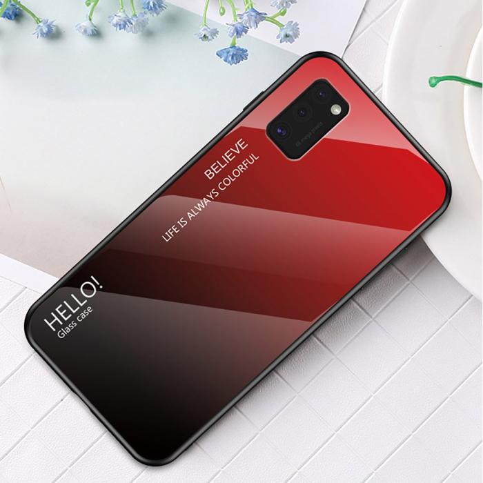 UTGATT1 - Gradient Härdat Glas Skal Galaxy A41 - Svart / Röd