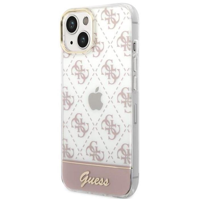 Guess - GUESS iPhone 14 Plus Skal Pattern Script - Rosa