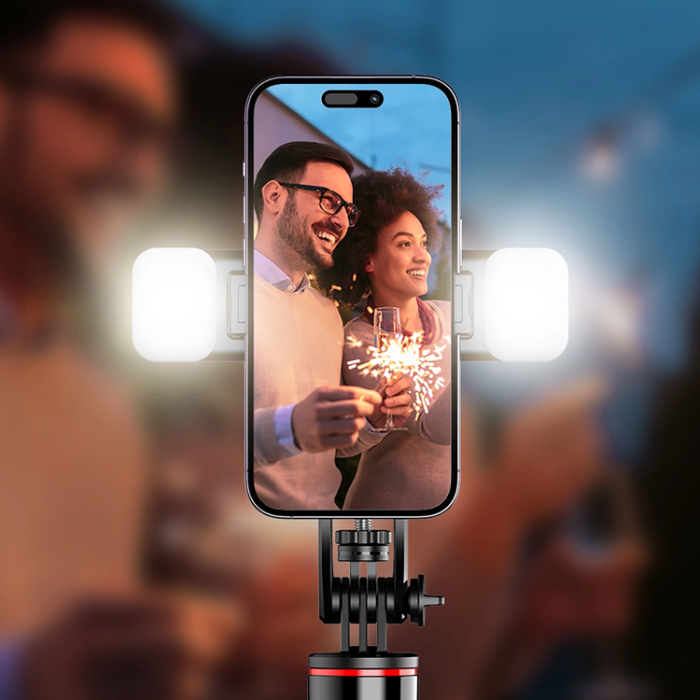 OEM - Selfiestick Teleskopstativ 1.3m Med Dubbel Lampa
