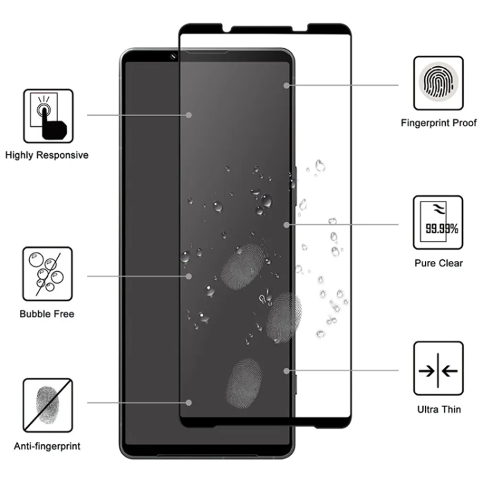 Taltech - Sony Xperia 1 VI Härdat glas Skärmskydd - Svart