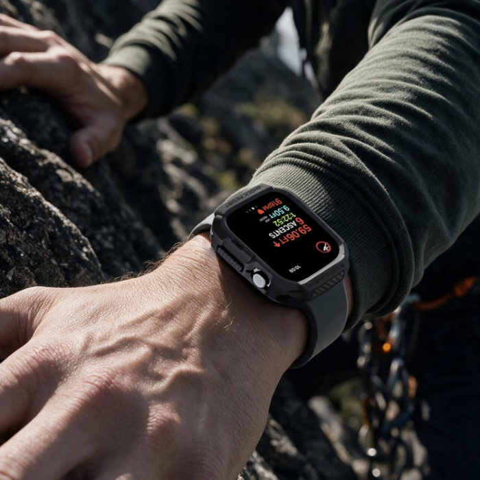 Spigen - Spigen Skal För Apple Watch 12 (42mm) Rugged Armor - Matte Svart