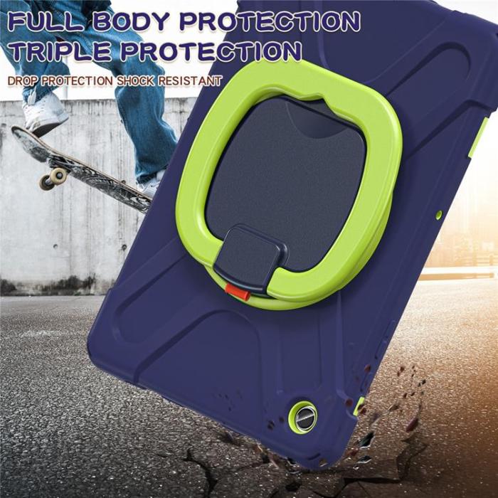 A-One Brand - Galaxy Tab A9 Plus Skal Kickstand Handle Grip - Marinblå / Gulgrön