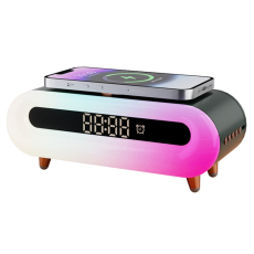 OEM - Trådlös Laddare med trådlös högtalarklocka Sänglampa RGB S608 - Grön