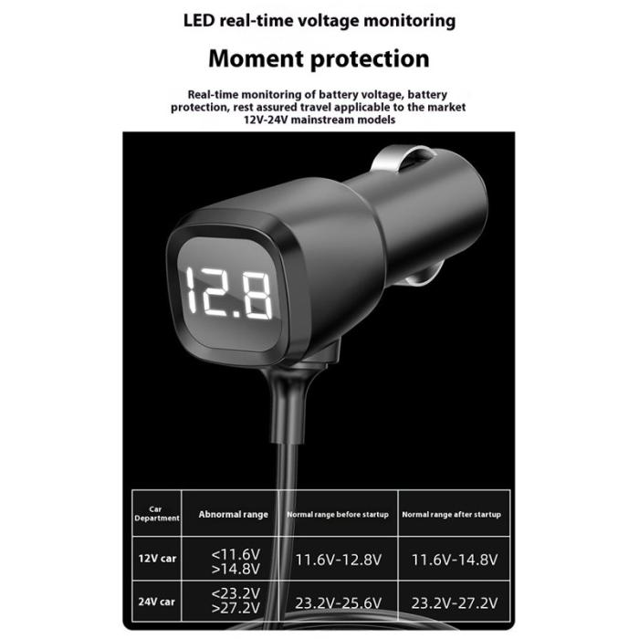 OEM - DUDAO R1Pro 80W Billaddare 2 USB-portar + 3 Cigarette Lighter Uttag