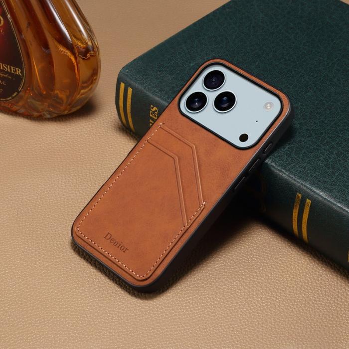 DENIOR - DENIOR Mobilskal till iPhone 17 Pro PU Läder + TPU + PC - Brun