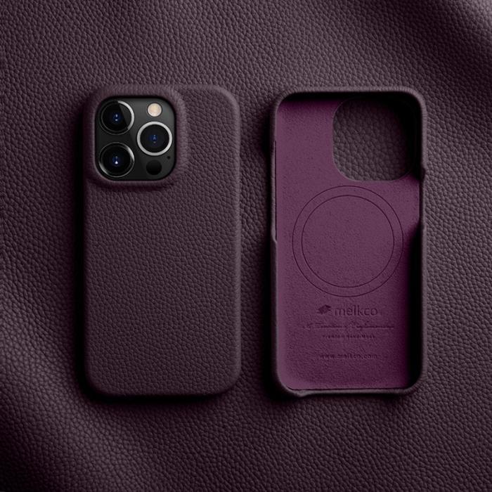 Melkco - MELKCO iPhone 14 Pro Max Magnetiskt Skyddsfodral Äkta Läder Lila