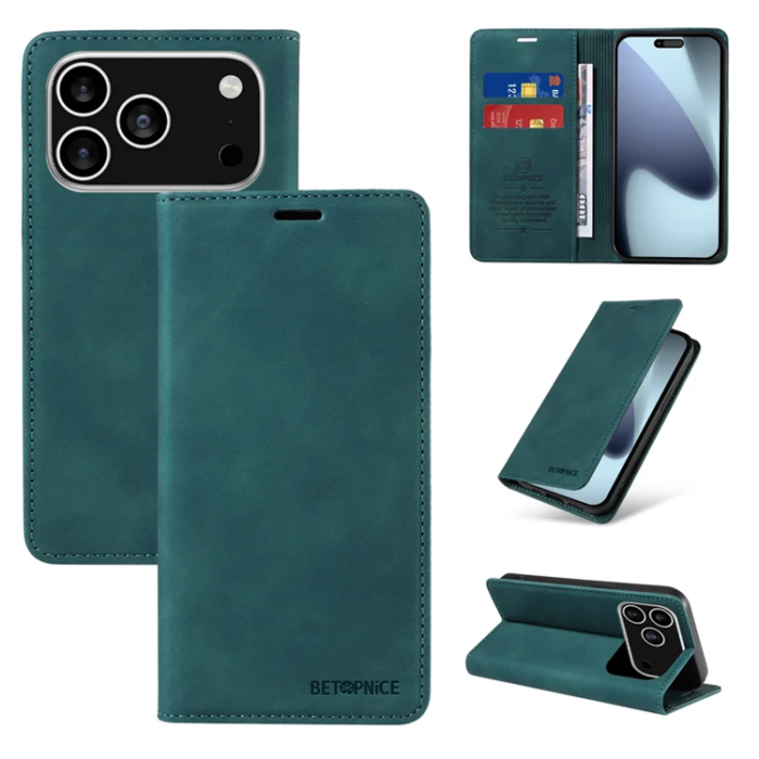 BETOPNICE - Betopnice iPhone 17 Pro Max Plånboksfodral Magnetic RFID Blocking - Grön