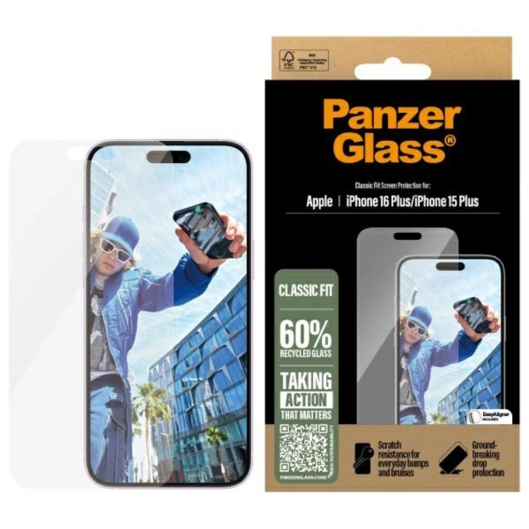 PanzerGlass iPhone 16 Plus Härdat Glas Skärmskydd Classic Fit - Clear | 5468 | AlltMobil