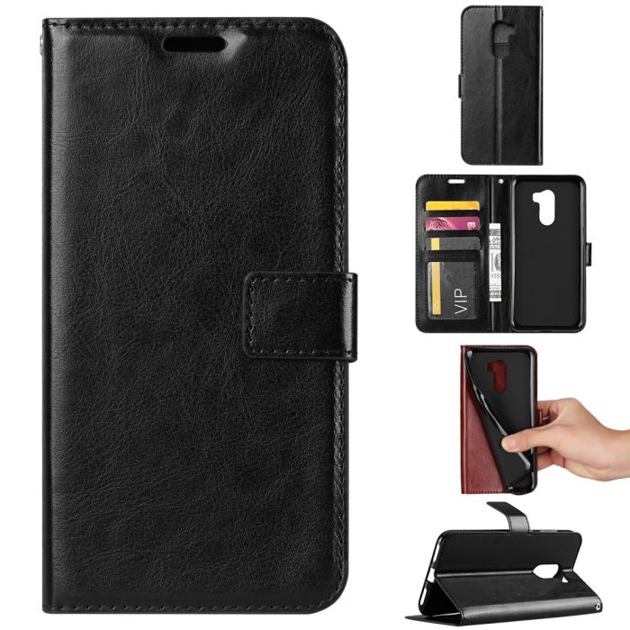 UTGATT4 - Crazy Horse Plånboksfodral för Xiaomi Pocophone F1 (Svart)