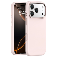 A-One Brand - iPhone 17 Pro Mobilskal med Metall Linsbåge Liquid Silikon - Rosa