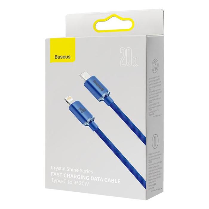 BASEUS - Baseus Crystal USB-C till Lightning kabel 20W 2m - Blå