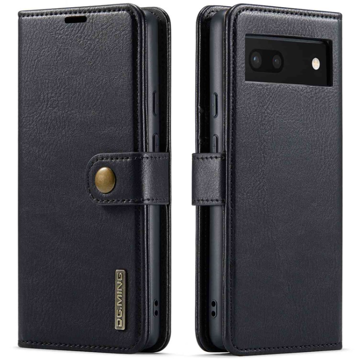 DG.MING - DG.MING Google Pixel 6a Plånboksfodral Detachable 2in1 Äkta Läder - Svart