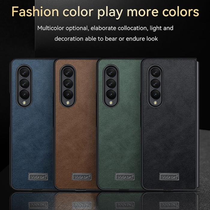 SULADA - SULADA Skyddsfodral KonstLäder Samsung Galaxy Z Fold 3 5G - Blå