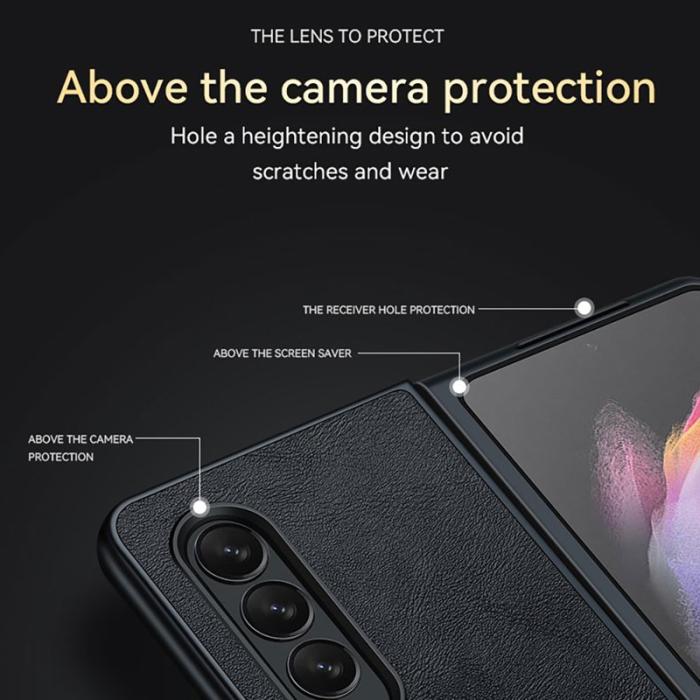 SULADA - SULADA Skyddsfodral KonstLäder Samsung Galaxy Z Fold 3 5G - Svart