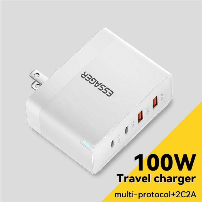 ESSAGER - ESSAGER Väggladdare 100W 2x USB-C - 2x USB-A ES-CD37 US Vit