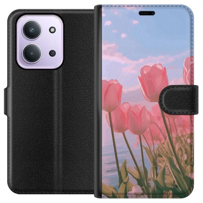 iSecrets - Plånboksfodral till Xiaomi Redmi 15C med Rosa Tulpaner