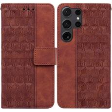 OEM - Pl&aring;nboksfodral f&ouml;r Samsung Galaxy S26 Ultra Konstl&auml;der med handledsrem - Brun