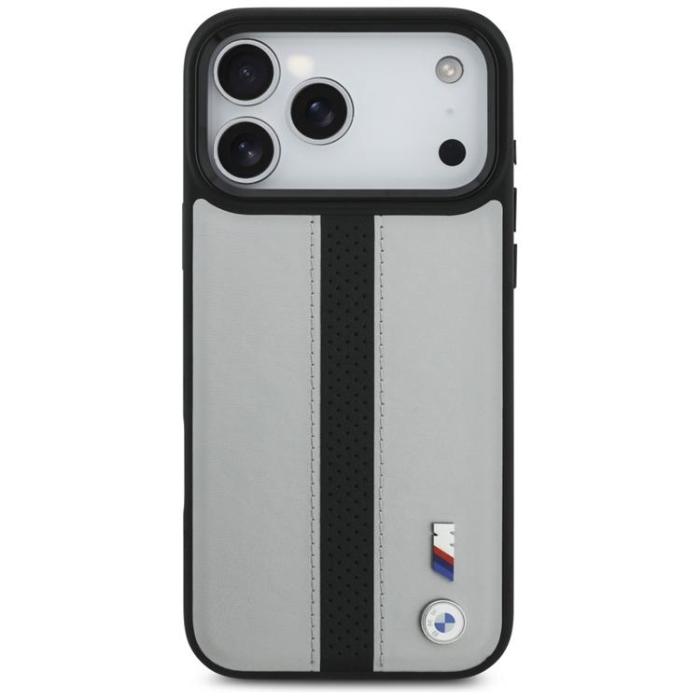 BMW - BMW iPhone 17 Pro Max Mobilskal MagSafe M Perforated Stripe Logo - Grå