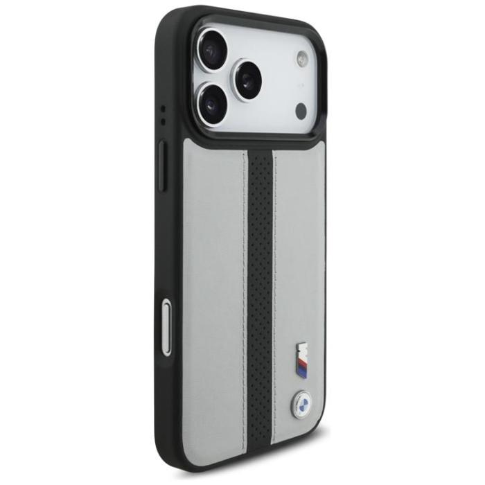 BMW - BMW iPhone 17 Pro Max Mobilskal MagSafe M Perforated Stripe Logo - Grå