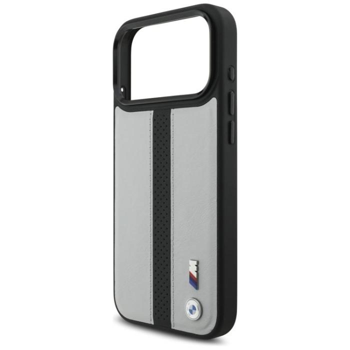 BMW - BMW iPhone 17 Pro Max Mobilskal MagSafe M Perforated Stripe Logo - Grå