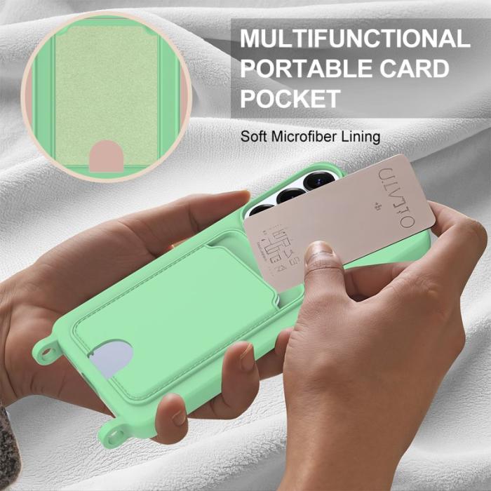 OEM - Mobilskal för Samsung Galaxy S26 Plus Flytande silikon med kortfack - Grön