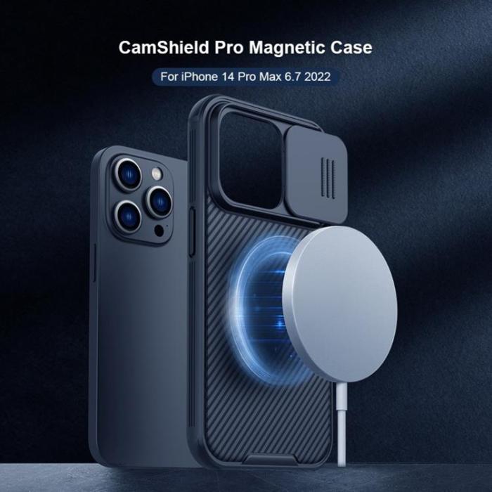 Nillkin - Nillkin iPhone 14 Pro Max Skal Magsafe CamShield Pro - Blå