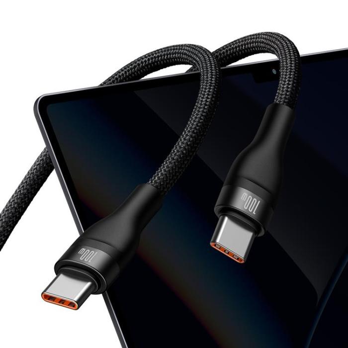 BASEUS - Baseus 2in1 USB-C till 2xUSB-C kabel 100W 1.5m - Svart