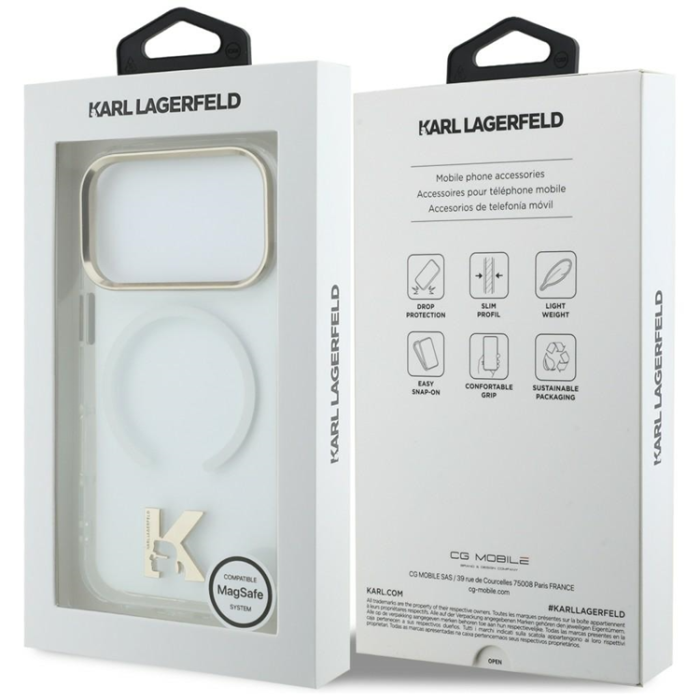 KARL LAGERFELD - Karl Lagerfeld iPhone 17 Pro Mobilskal Magsafe IML K Head Logo - Clear